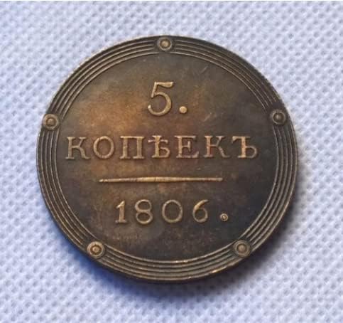 Antik Kézműves 1806 orosz 5 kopek Replika Érme, Emlékérme 1264