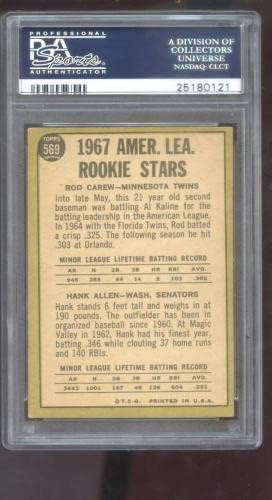 1967 Topps 569 L Újonc Csillagok Rod Carew Hank Allen PSA 2 Osztályozott Baseball Kártya - Asztalon Baseball Kártyák