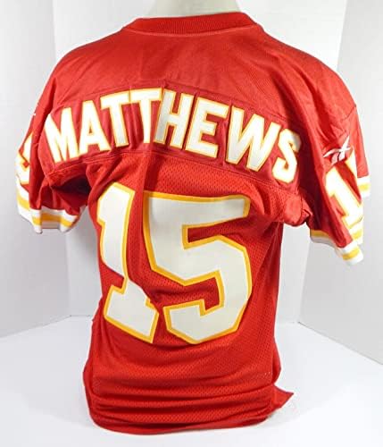 1997-ben a Kansas City Chiefs Matthews 15 Játék Kiadott Piros Mez 44 DP28669 - Aláíratlan NFL Játék Használt Mezek