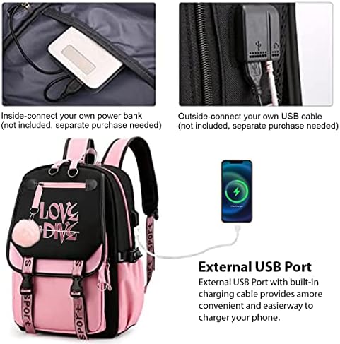 EZERKI 15,6 hüvelykes Laptop Hátizsák Nők,Alkalmi hátizsák Főiskola Táska, USB-Töltés&Fejhallgató Port (E1)
