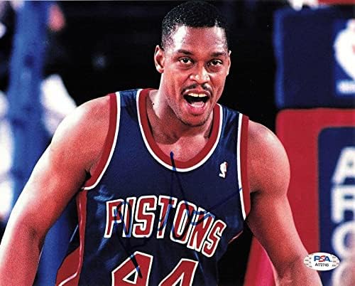 RICK MAHORN aláírt 8x10 fotó PSA/DNS-Detroit Pistons Aláírt - Dedikált NBA-Fotók