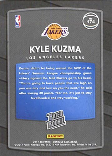 2017-18 Donruss 174 Kyle Kuzma RC Újonc Lakers Névleges Újonc