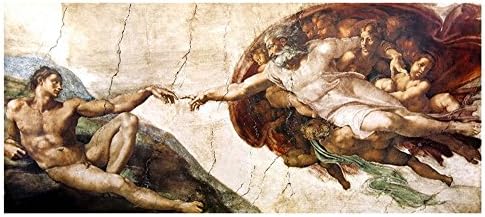 Alonline Művészet - A Teremtés, Ádám Michelangelo | Zöld Keretes Kép, Nyomtatva, Pamut Vászon, Csatolva A Hab Igazgatóság
