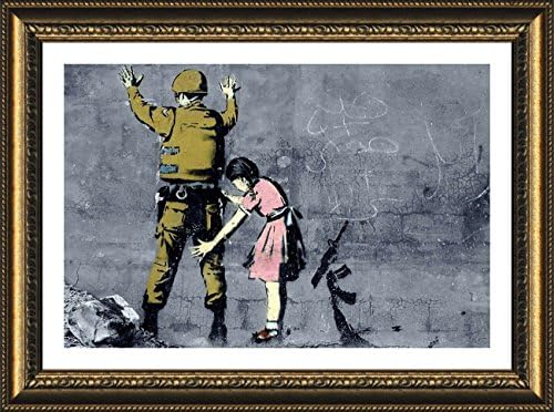 Alonline Art - Lány Keres Katona által Banksy | Arany Keretes Kép, Nyomtatva, Pamut Vászon, Csatolva A Hab Igazgatóság