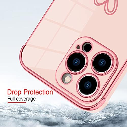 AIGOMARA Kompatibilis iPhone 14 Pro Max Esetben a Szív Design Galvanizáló Rózsaszín Borító Ütésálló Védelem Anti-Karcolja
