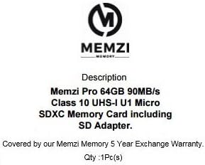 MEMZI PRO 64 GB Class 10 90MB/s Micro SDXC Memória Kártya SD Adapter LG G5 vagy G6 Mobiltelefonok