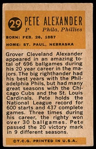 1963 Bazooka 29 GLD Grover Alexander Philadelphia Phillies (Baseball Kártya) (Háttér körül, arca fényes arany borítású,