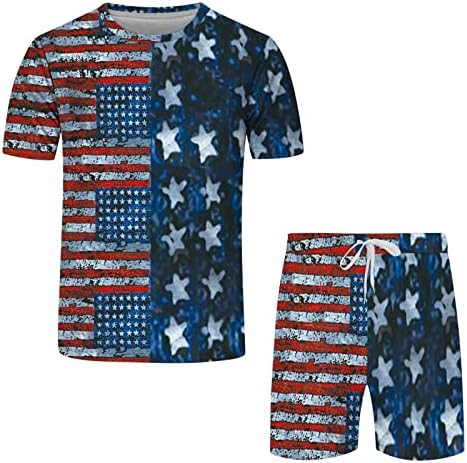 Férfi ruházat Edzés Amerikai Zászló Nyomtatás Melegítő Szett Zsebbel Alkalmi Melegítő Szett Férfiak számára Hazafias