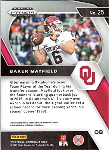 2021 Panini Prizm Tervezet Csákány 25 Baker Mayfield Oklahoma Sooners Hivatalos NCAA Football Trading Card Nyers (NM