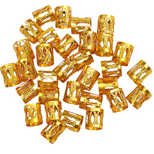 120 Db Alumínium Raszta Gyöngyök Fém Bilincs Haj Zsinór Gyűrűk Dekoráció Haj Ékszereket (Arany)