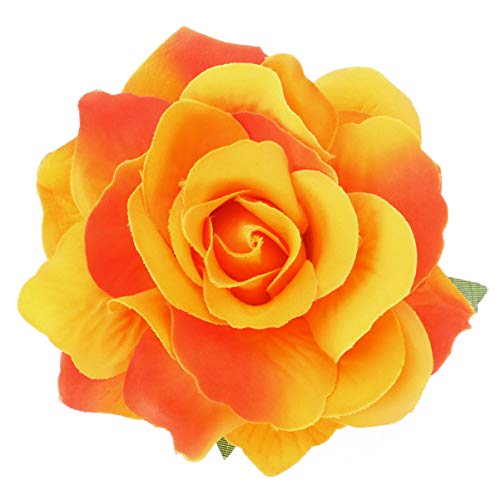 Frcolor Mesterséges Nagy Rózsa Virág Hajcsat Haj Klipek Virág Bross a Nők Párt (Narancssárga)