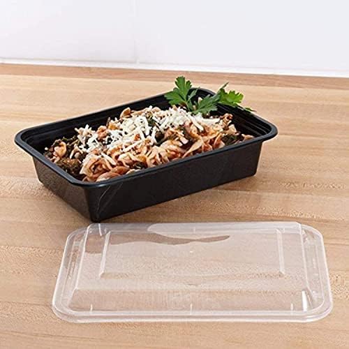 Nicole Fantini 28 oz. Fekete Téglalap alakú Műanyag Étel elkészítése Konténerek Világos Búra Fedelek| Bento Box, BPA