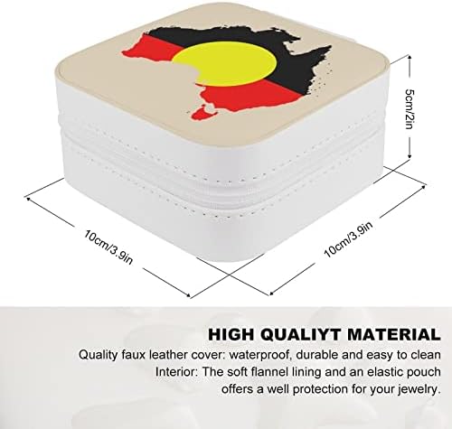 Ausztrál Bennszülött Zászló Térkép ékszerdoboz PU Bőr Utazási Hordozható Ékszerek Esetben Medál Szervező Tároló Dobozok