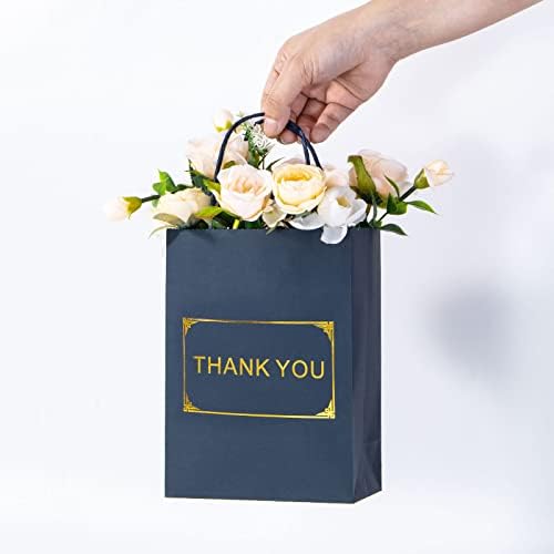 Katfort Köszönöm Ajándék csomag 20db, Kis sötétkék Ajándék Táskák 6×3×8, Újrafelhasználható Kraft Nehéz Papír Táskák