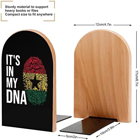 Benne van a DNS-Ghána Zászló Festmény Fa Bookend Dekoratív Nem csúszós a Könyv Végén 1 Pár 7x5 Inch