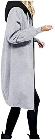 Női Meleg Outwear Cipzár Nyitva kapucnis felső Pulóver, Hosszú, egyszínű Zsebében Hosszú Kabát Dzseki ok-Okozati Divat