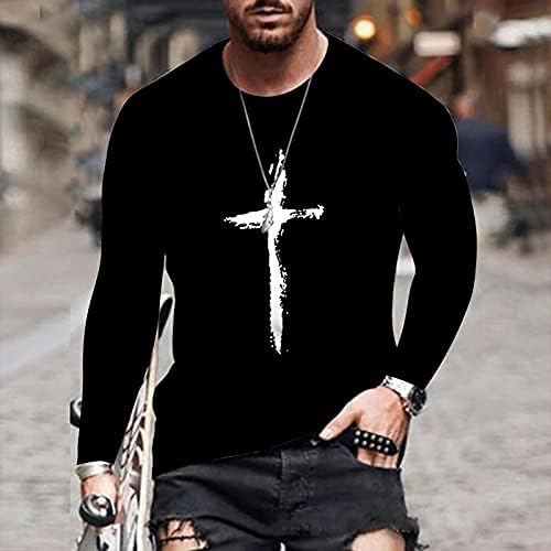 XXBR Katona Long Sleeve T-shirt Férfi ruházat, Őszi 3D Újdonság Utca Hit Jézus Kereszt Nyomtatás Edzés Atlétika Tee