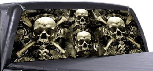 VuScapes - Skull and Bones - Hátsó Ablak Teherautó Grafikus - Matrica SUV Megtekintése Keresztül Vinil