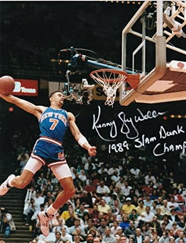 KENNY WALKER NEW YORK KNICKS 1989 SLAM DUNK BAJNOK AKCIÓ ALÁÍRT 8x10 FOTÓ - Dedikált NBA-Fotók